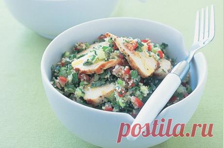 Roasted chicken with minted tabouli salad