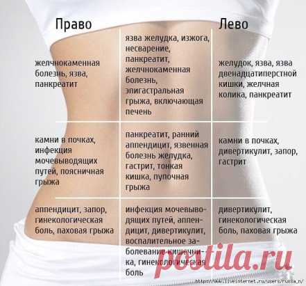 Карта боли живота. 
Узнайте, какая проблема причиняет вам дискомфорт
Всем известно, что боль в животе бывает разной. Взрослые люди обычно способны интуитивно определить, что является причиной проблемы, если им уже случалось испытывать подобные ощущения. Несварение, менструальная боль или изжога – самые распространенные причины дискомфорта в области живота. 
Однако некоторые виды боли должны стать