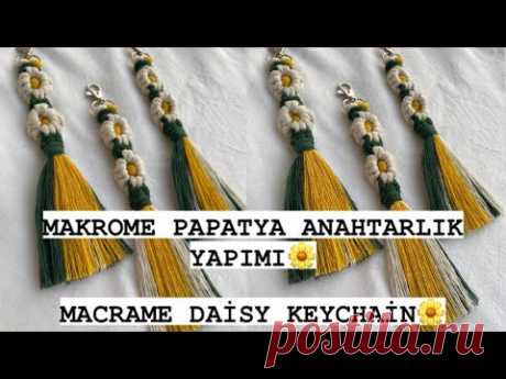 MAkrome Papatya Anahtarlık Yapımı/ Macrame Daisy Keychain - YouTube