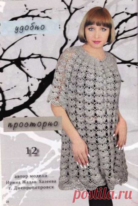 АЖУРНАЯ ТУНИКА С КРУГЛОЙ КОКЕТКОЙ.
