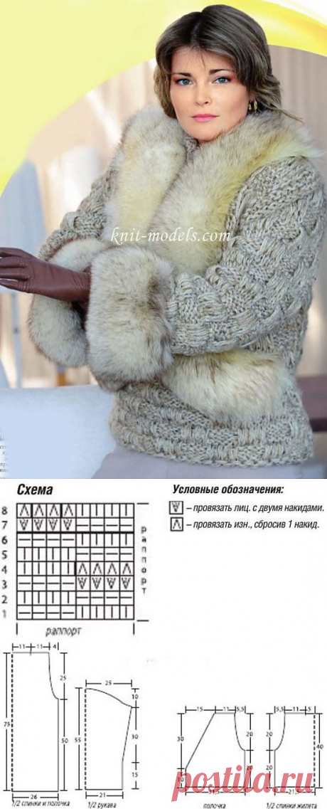ЗИМНИЙ КОМПЛЕКТ - СВИТЕР И ЖИЛЕТ С МЕХОМ.