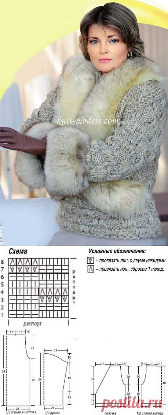 ЗИМНИЙ КОМПЛЕКТ - СВИТЕР И ЖИЛЕТ С МЕХОМ.