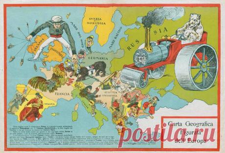 Карикатурные карты — неполиткорректные шутки столетней давности