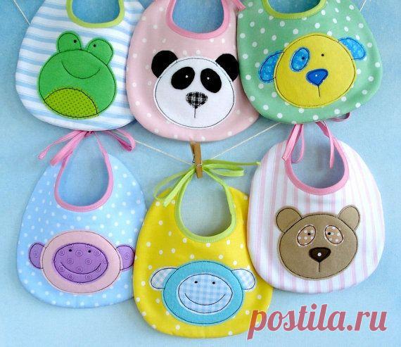 PDF ePattern for Baby Animal Appliques and Bib - Teddy, Panda, Dog, M…