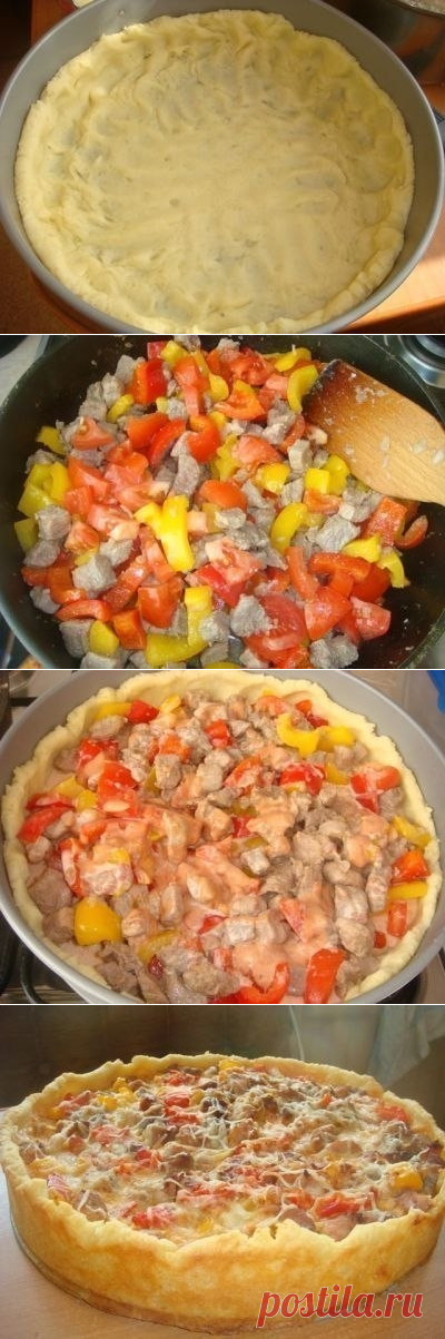 Как приготовить открытый мясной пирог - рецепт, ингредиенты и фотографии