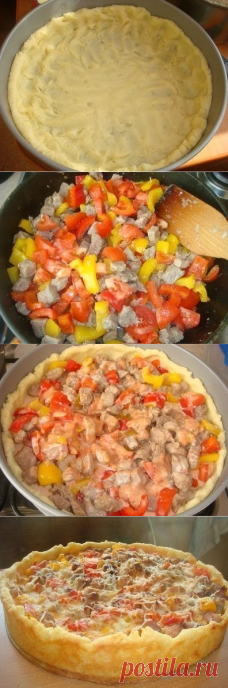 Как приготовить открытый мясной пирог - рецепт, ингредиенты и фотографии