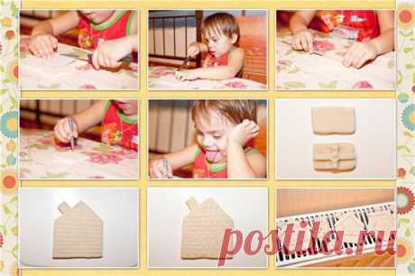 Готовимся к Новому Году и делаем елочные игрушки «Снежные избушки» из соленого теста | Журнал Ярмарки Мастеров