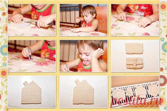 Готовимся к Новому Году и делаем елочные игрушки «Снежные избушки» из соленого теста | Журнал Ярмарки Мастеров