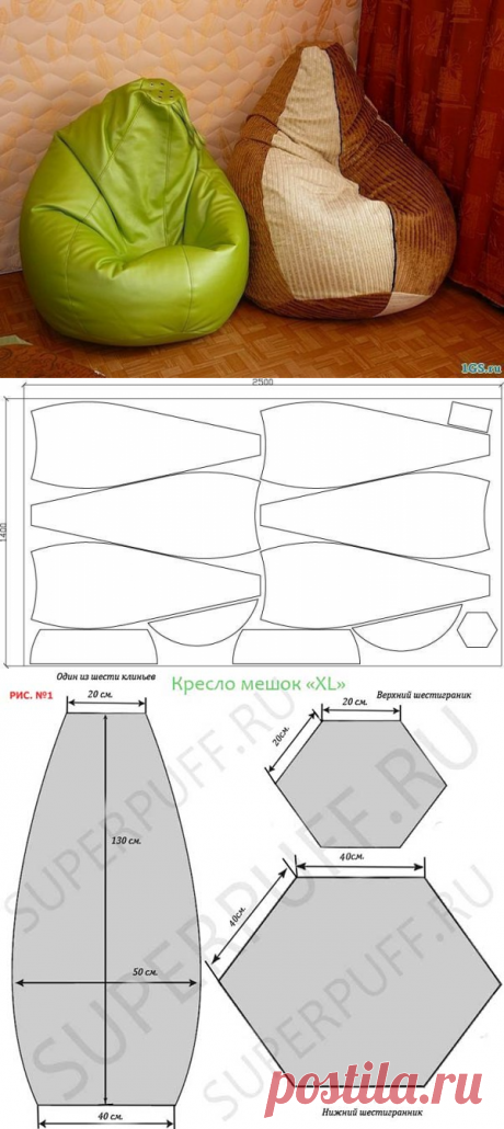 Кресло-мешок для счастливых минут полной релаксации (два варианта выкроек!!!) — Сделай сам, идеи для творчества - DIY Ideas
