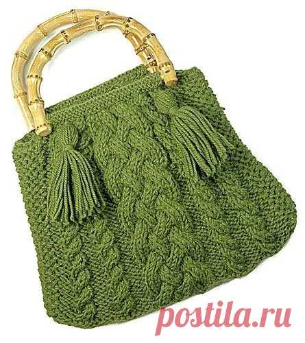 Вязаная сумочка спицами с описанием. Knitted handbag from Berroco