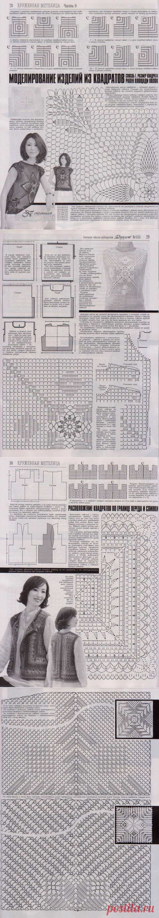 Вязание крючком. Моделирование изделий из квадратов..