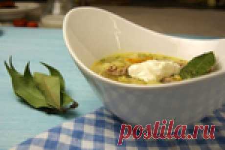 Рассольник с мясом и пшеном