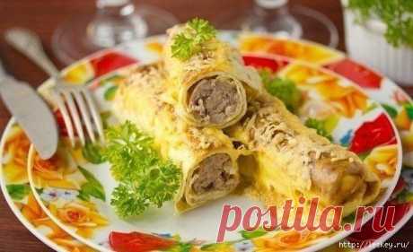 Яичные рулетики с мясной начинкой