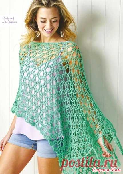Летнее пончо с круговыми узорами - Вяжем крючком для солидных дам - Страна Мам