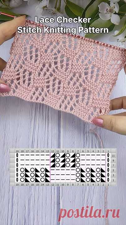 How to knit Lace Checker Stitch #knittingdesign #knittingpatern #knitting #knittingstitchpatterns