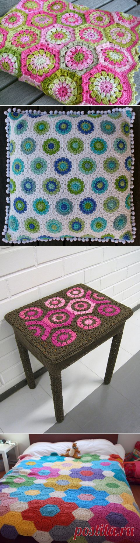 Простой шестиугольник крючком: мастер-класс, идеи применения.