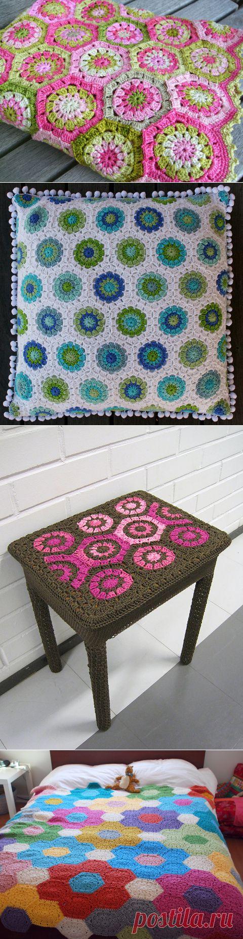 Простой шестиугольник крючком: мастер-класс, идеи применения.