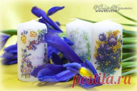 Декупаж свечи. Мастер-класс к 8 марта.