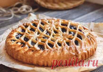 Рецепт Черничный открытый пирог «Решетка» с фото по шагам