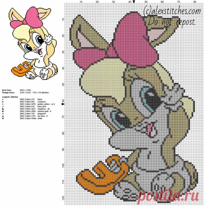 Baby-Lola-Bunny-Looney-Tunes-cartoons-free-cross-stitch-pattern.jpg (2262×2300)
