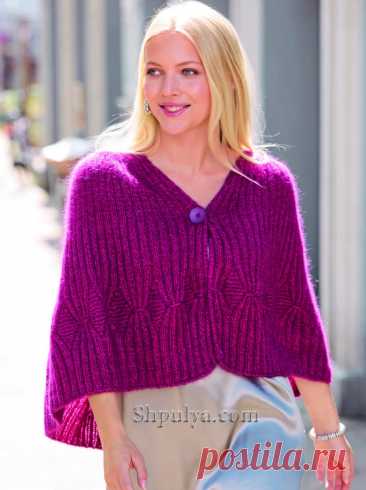 Накидка, связанная резинкой — Shpulya.com - схемы с описанием для вязания спицами и крючком