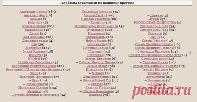 Каталог схем для вышивки крестиком..