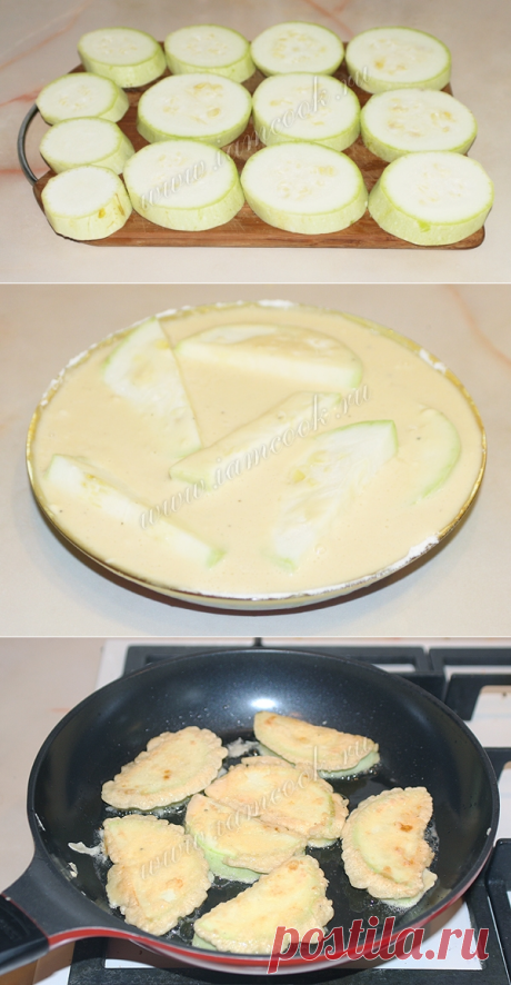 Кабачки жареные в кляре, пошаговый рецепт с фото.