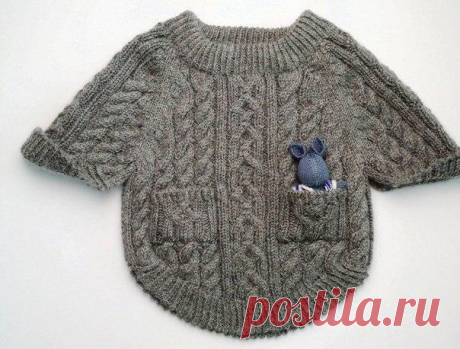 Серое пончо для малыша. Азиатская модель