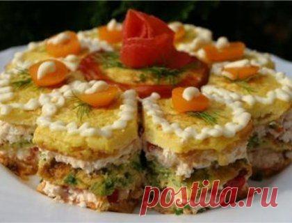 Салат с курицей и шампиньонами «Меркурий» / Простые рецепты