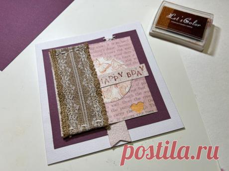 Открытка в технике скрапбукинг | Журнал Ярмарки Мастеров