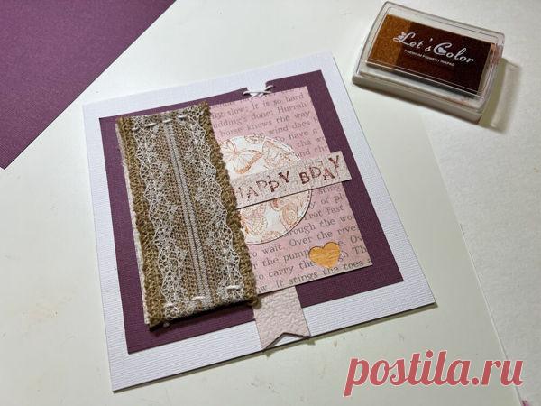 Открытка в технике скрапбукинг | Журнал Ярмарки Мастеров