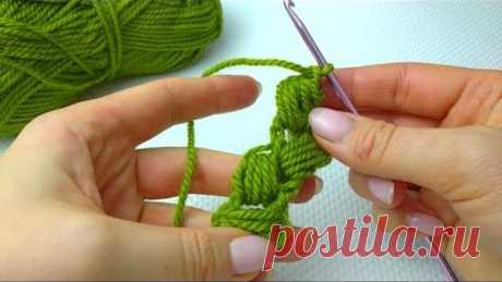 Вязание крючком ленточного кружева на основе шнура из пышных столбиков crochet lace #izkamnei