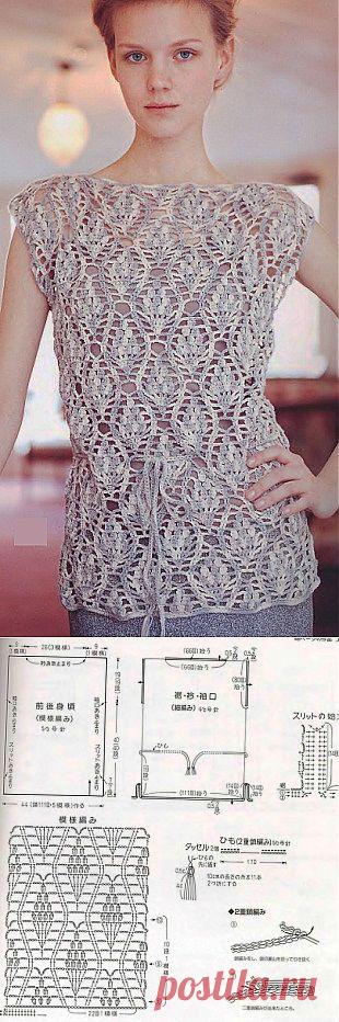 Вязание крючком - ажурный топ
