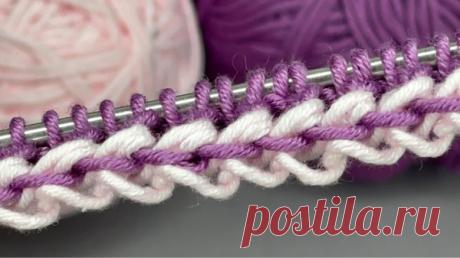 ТАКОЕ ВЫ БОЛЬШЕ НИГДЕ НЕ УВИДИТЕ!
Наберите на спицы скрещенными накидами количество петель кратное 2.
Далее вяжите 1 ряд: кромочная петля * 2 вместе лицевой, накид * кромочная
