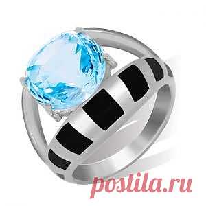 Кольцо серебряное с голубым топазом - 7500 руб