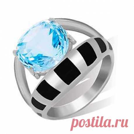Кольцо серебряное с голубым топазом - 7500 руб