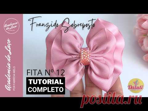 Laço Franzido Sobreposto na fita número 12 🎀 aplicado na tiara