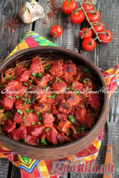 Капуста, тушёная с мясом в духовке - 7 пошаговых фото в рецепте