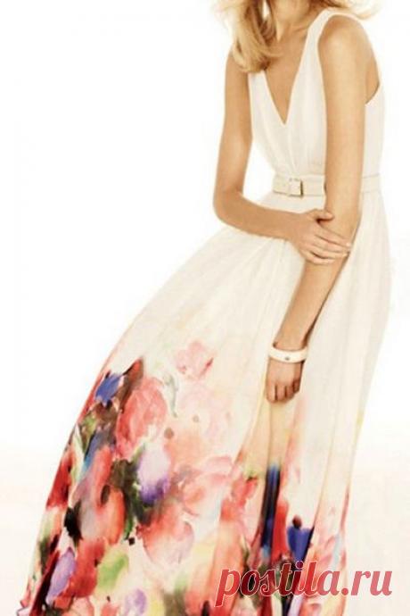 Floral Pattern V Neck Sleeveless Maxi Dress: Maxi Dresses | ZAFUL