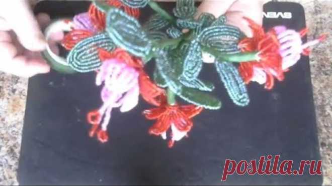 Фуксия из бисера.  Мастер - класс.  Бисероплетение.
