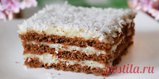Торт без выпечки с кокосом. Вкусный и простой в приготовлении торт без выпечки с кокосом. Рецепт десерта без выпечки из печенья