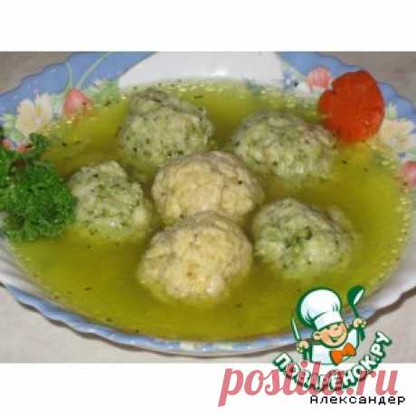 Куриный бульон с цветными тефтельками - кулинарный рецепт