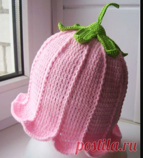 Как связать шапочку-цветок, как на фото?