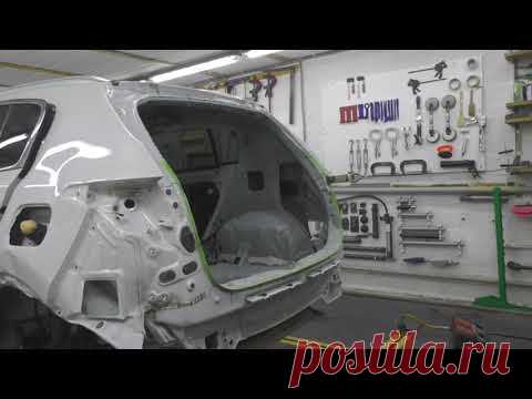 Body repair after an accident. KIA Sportage,начало работ, предварительная вытяжка.