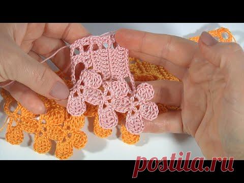 Вязание КРЮЧКОМ ленточного КРУЖЕВА/СХЕМА вязания/АЖУРНЫЕ УЗОРЫ/ДВА УРОВНЯ сложности//Лента КРЮЧКОМ