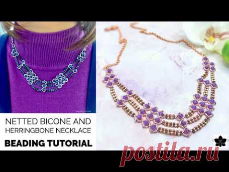 Netted Bicone and Herringbone Necklace Tutorial