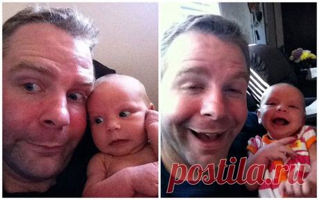 Яблочко от яблоньки – молодой отец фотографируется с новорожденной дочуркой : НОВОСТИ В ФОТОГРАФИЯХ