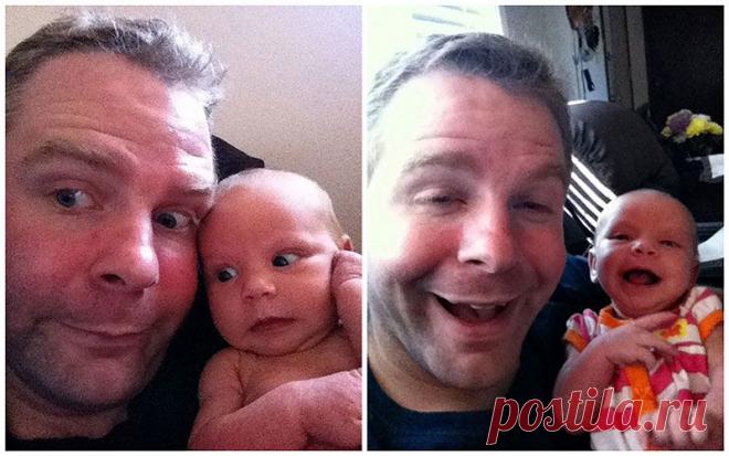 Яблочко от яблоньки – молодой отец фотографируется с новорожденной дочуркой : НОВОСТИ В ФОТОГРАФИЯХ