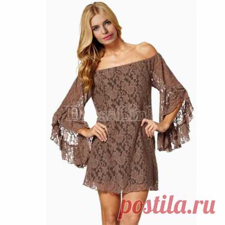 Lotus рукав лодка шеи кружева платье юбка