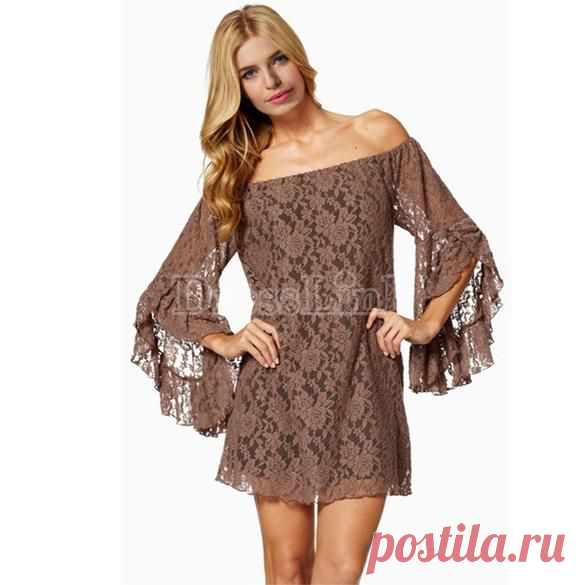 Lotus рукав лодка шеи кружева платье юбка